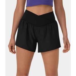 Halara NWT Breezeful High Waist Crossover 2-in-1 Yoga Shorts in Black size XL
